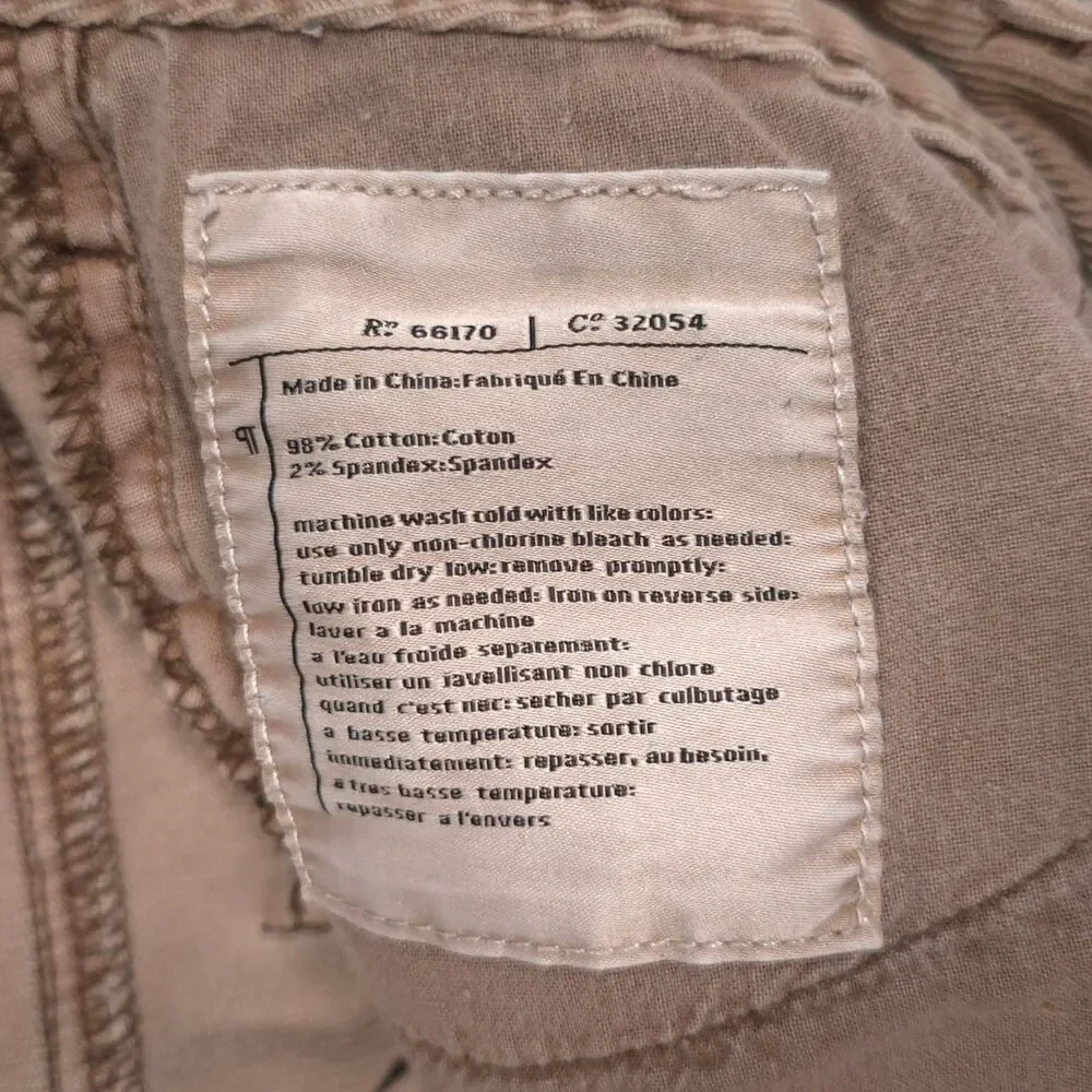 ANTHROPOLOGIE PILCRO Corduroy 28 Skinny Pants Jeans Beige Stretch‎ Vintage Slim